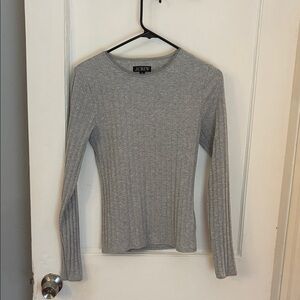 J. Crew Heather Gray Ribbed Knit Top
